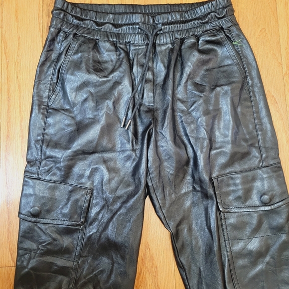 Zara Vegan Leather Draw String Joggers - Picture 3 of 7